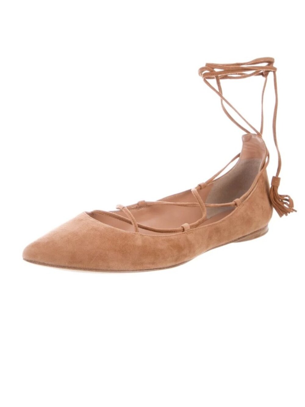Sigerson Morrison Suede shoes Tassel Lace Up Ballet Flats 8.5